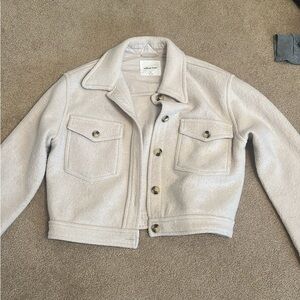 Aritzia Cream Teddy Jacket Cropped Cozy - medium